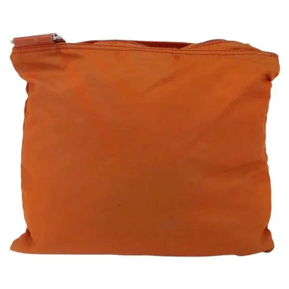 PRADA Shoulder Bag Nylon Orange Silver Auth 152258